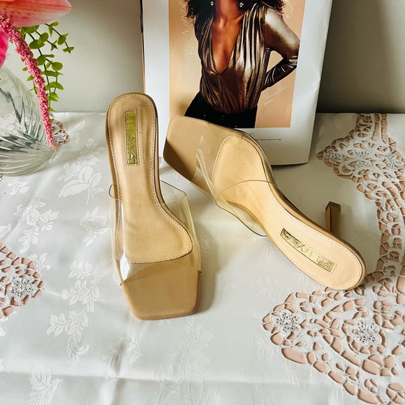 Liliana Shoes - Liliana Transparent and Beige Heels